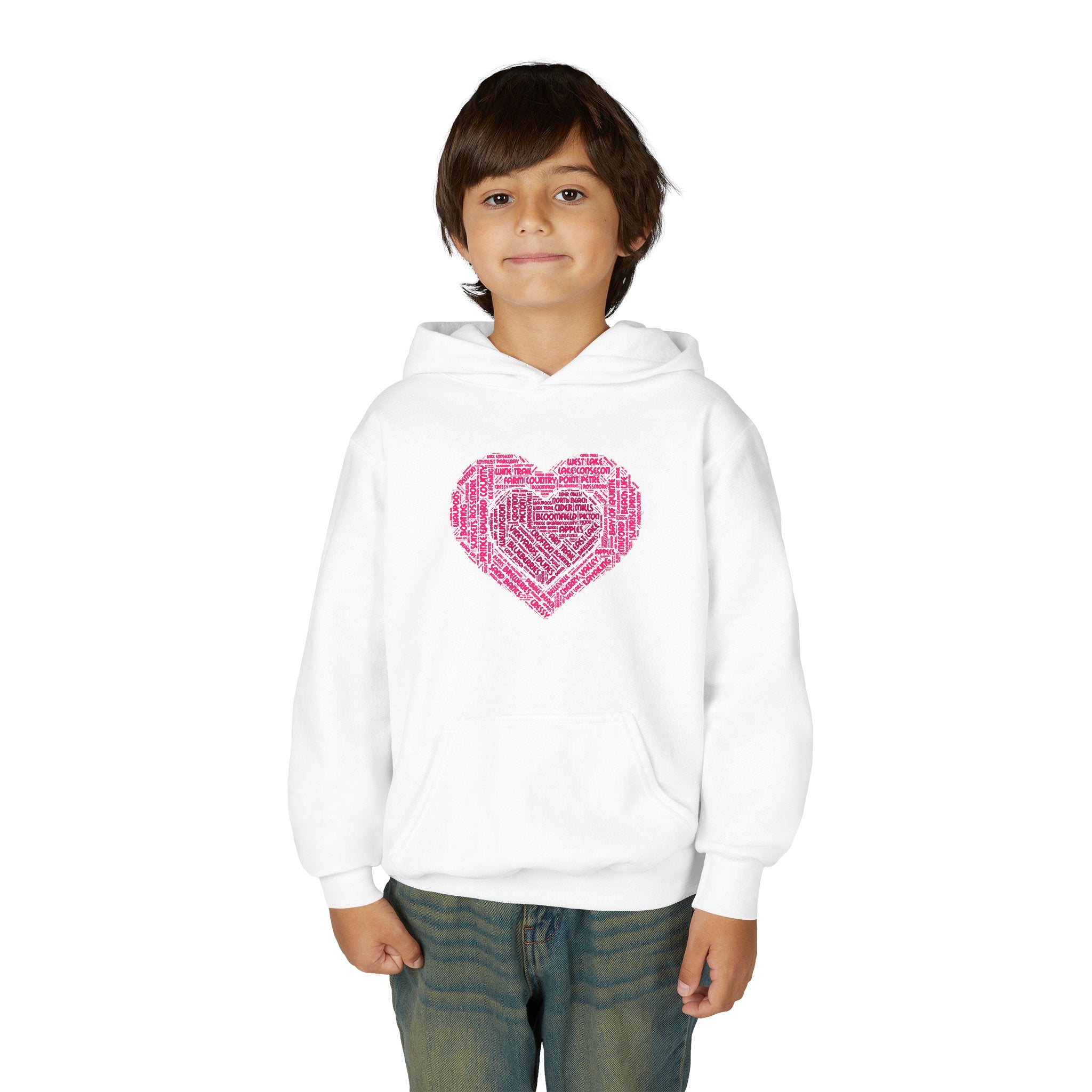 Favorite Places Prince Edward County Youth Heart Word-Art Hoodie