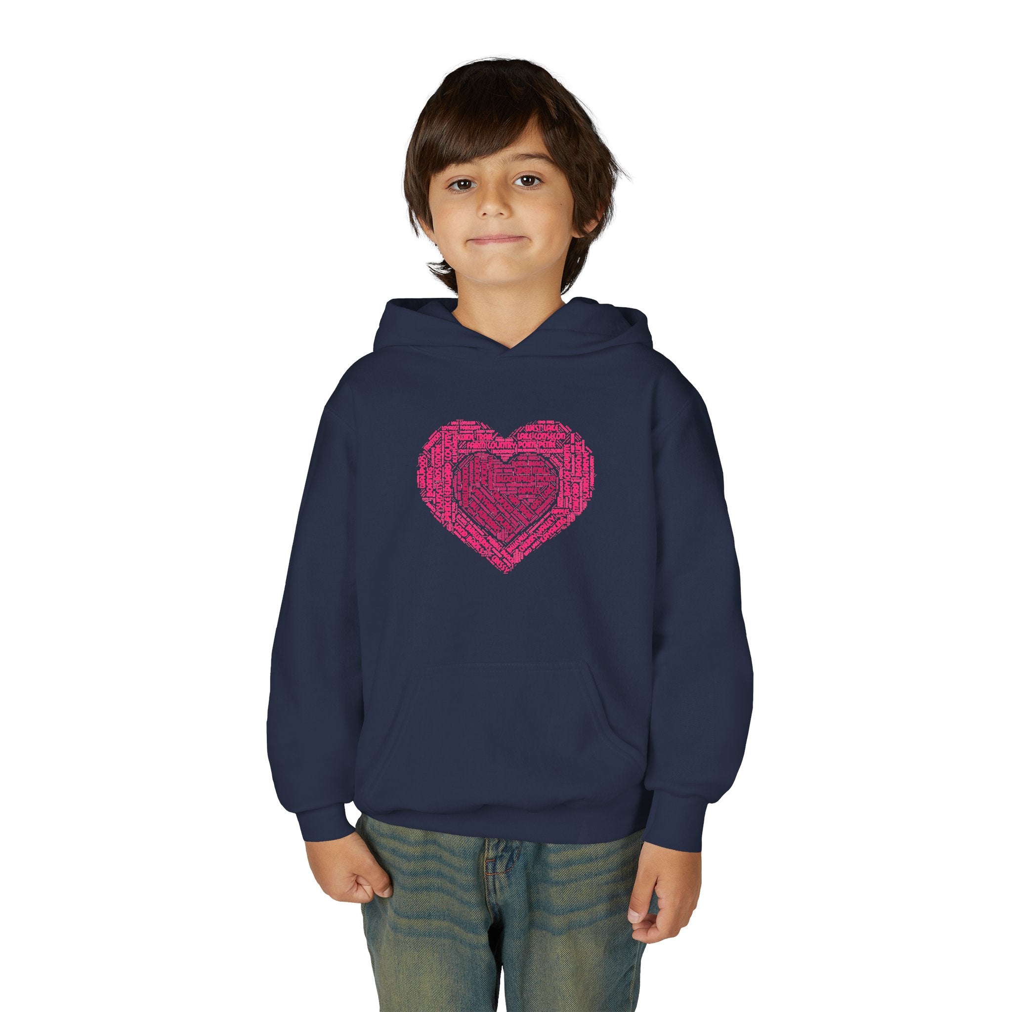 Favorite Places Prince Edward County Youth Heart Word-Art Hoodie