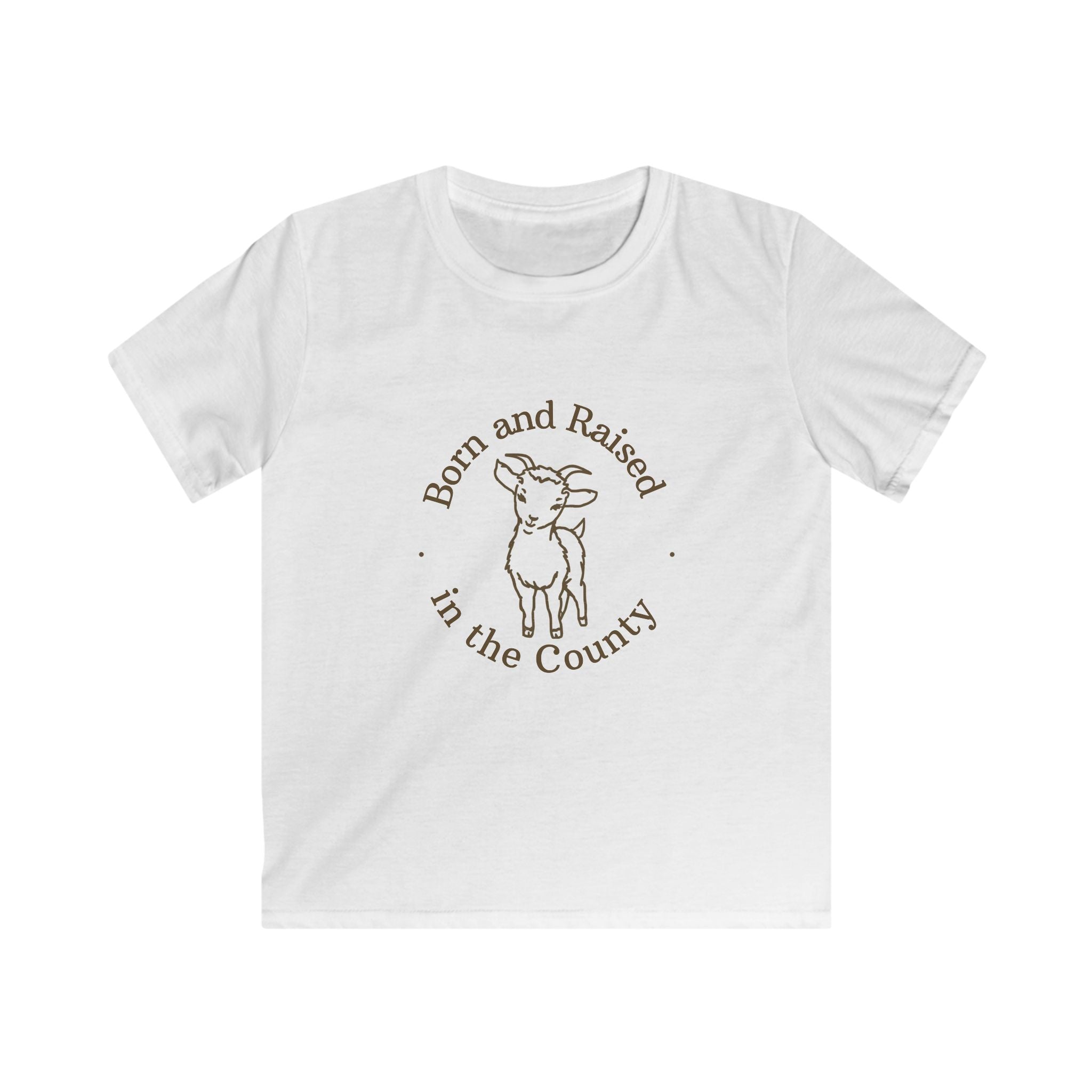 Kids Tee — "Born and Raised in the County" Baby Goat Tee