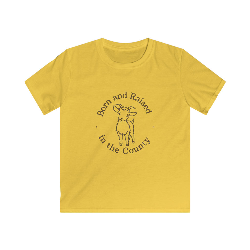 Kids Tee — "Born and Raised in the County" Baby Goat Tee