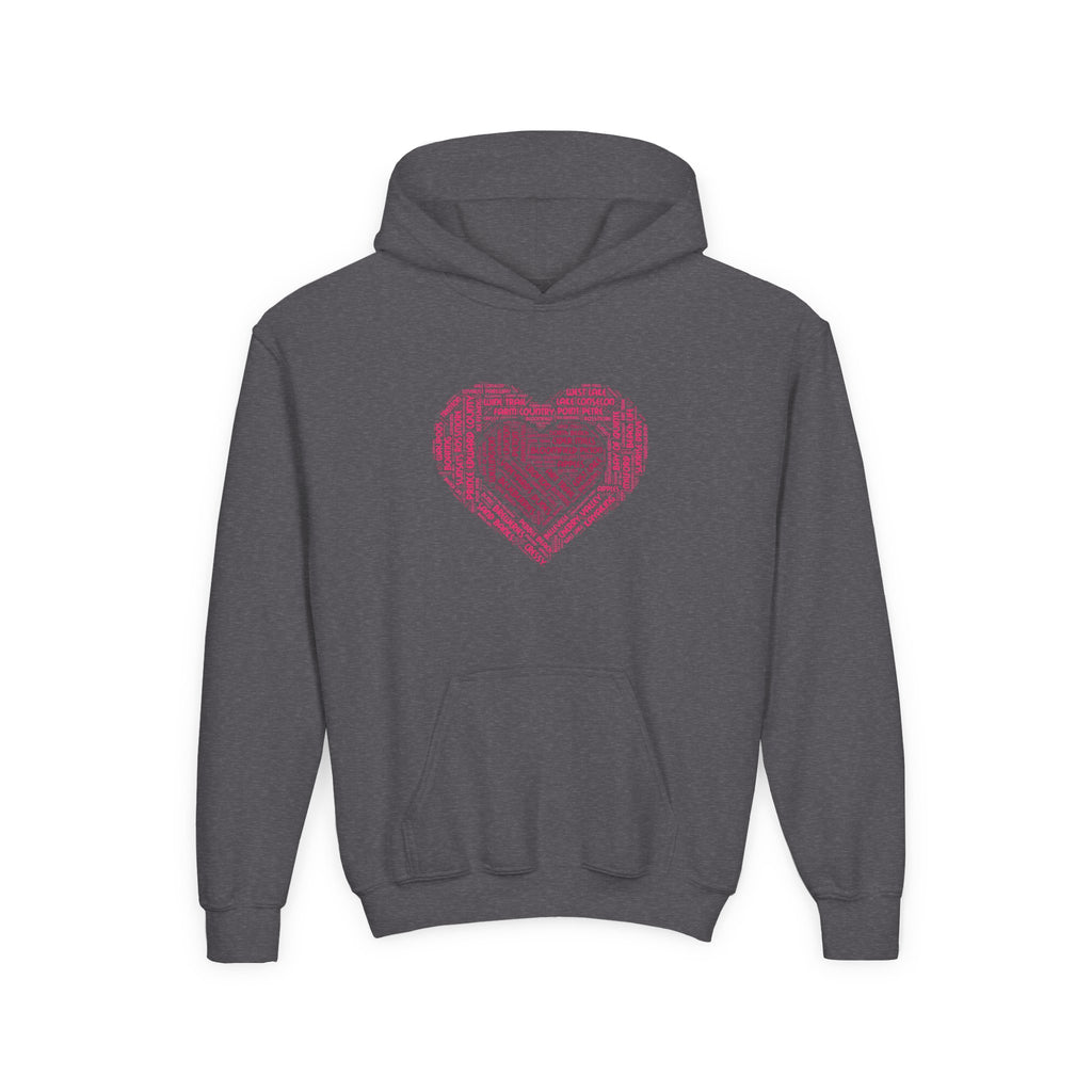 Favorite Places Prince Edward County Youth Heart Word-Art Hoodie
