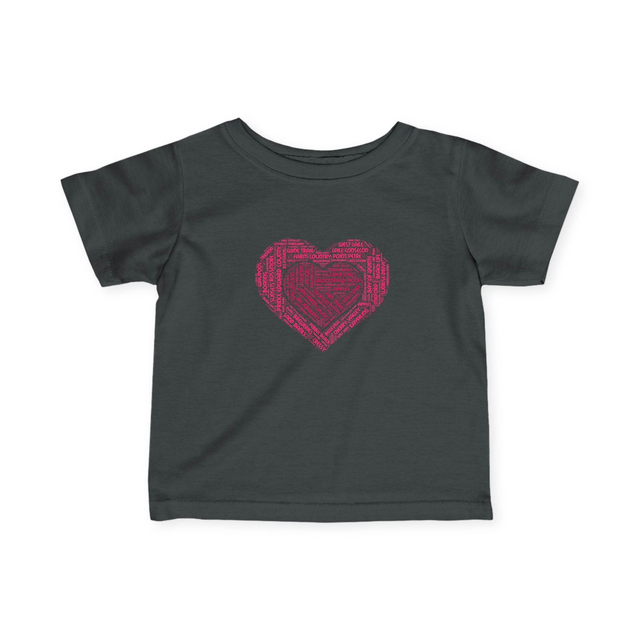 Favorite Places Prince Edward County Pink Heart Word Art Infant Tee
