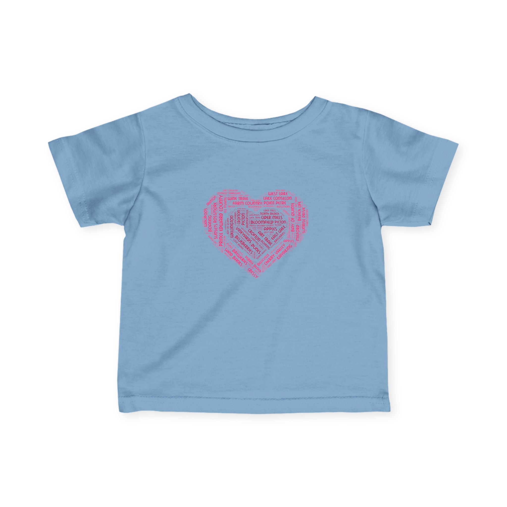Favorite Places Prince Edward County Pink Heart Word Art Infant Tee