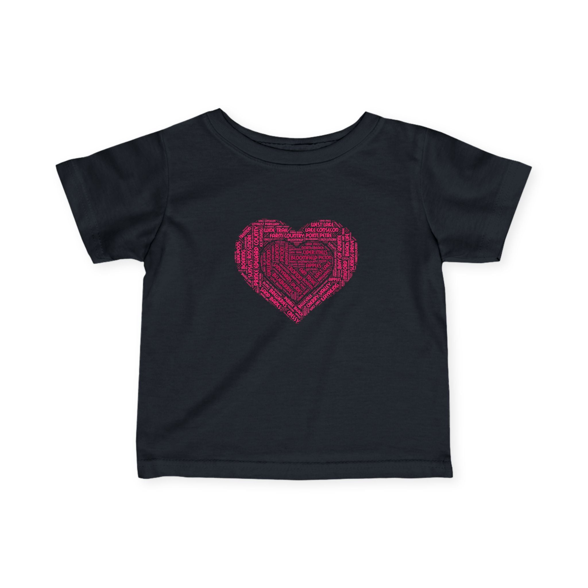 Favorite Places Prince Edward County Pink Heart Word Art Infant Tee