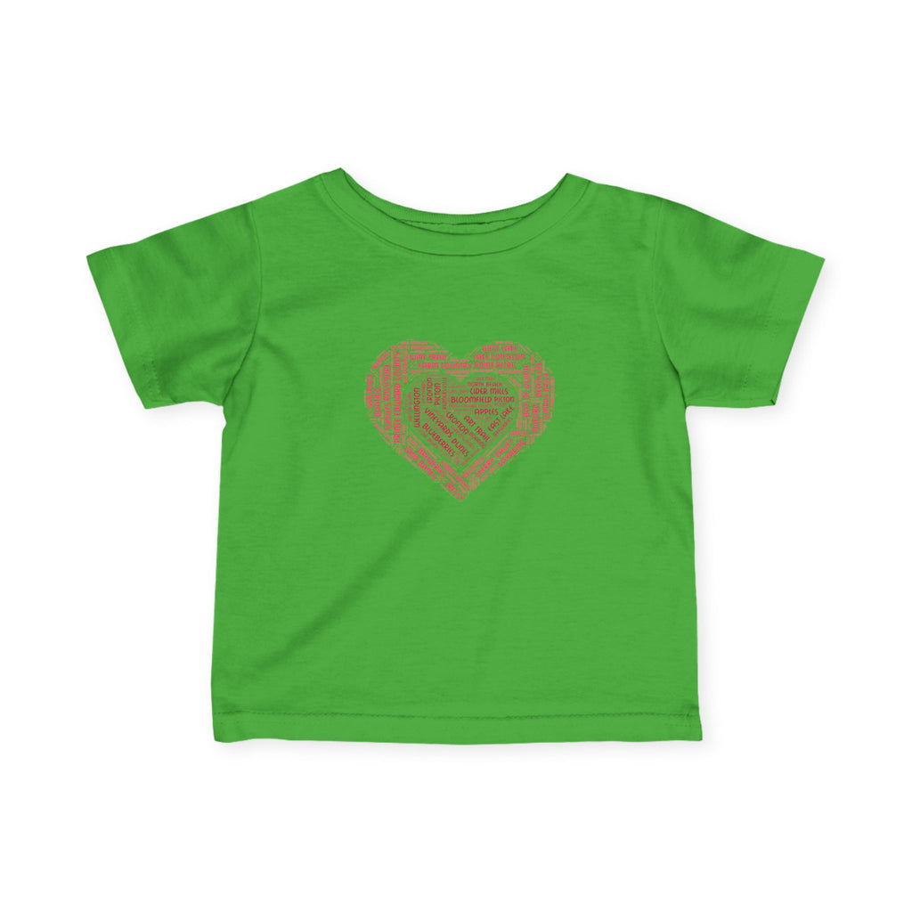 Favorite Places Prince Edward County Pink Heart Word Art Infant Tee