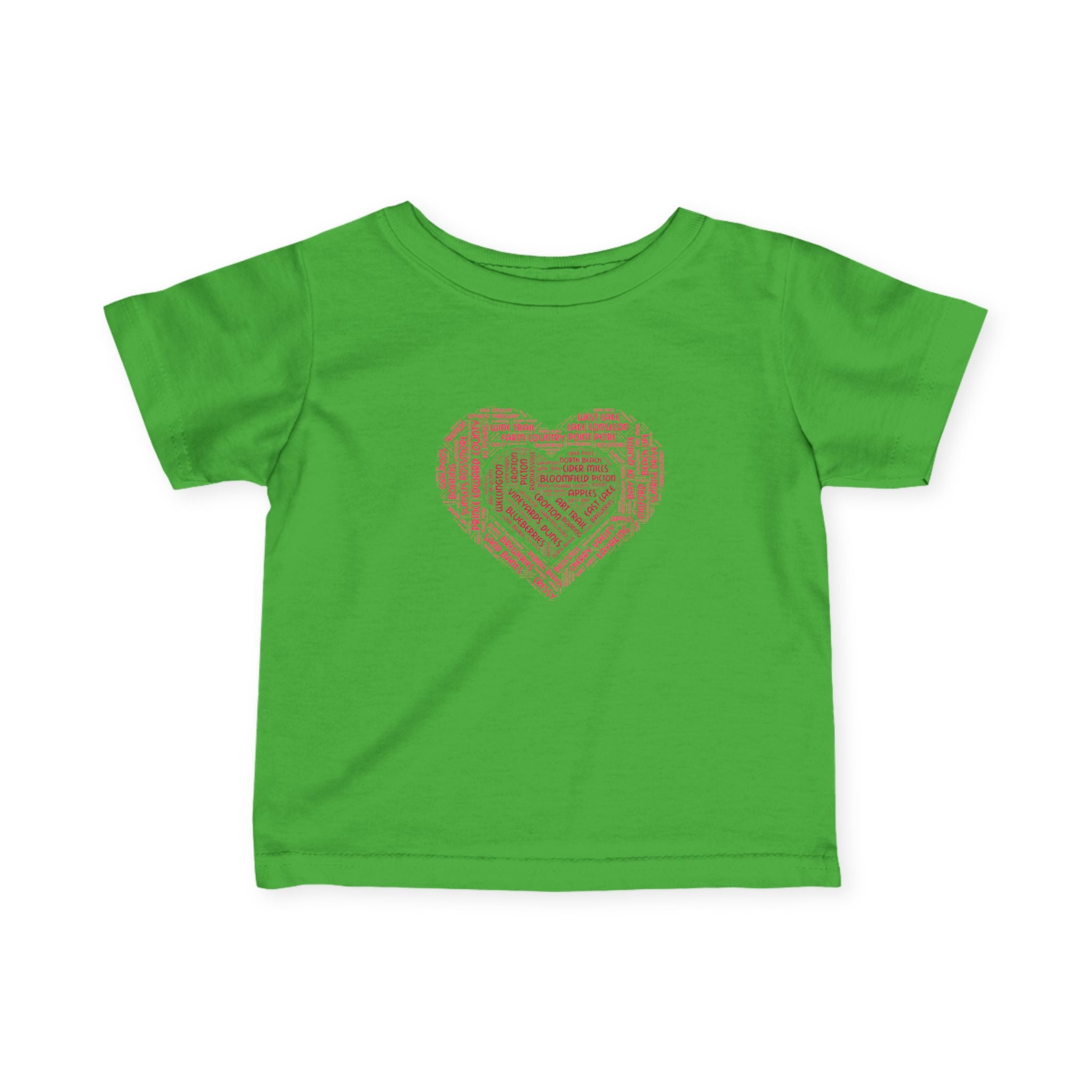 Favorite Places Prince Edward County Pink Heart Word Art Infant Tee